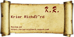 Krier Richárd névjegykártya